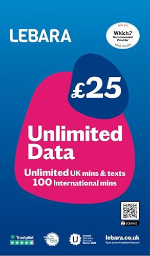 Lebara Tarjeta SIM de Datos Ilimitados - Mitad de Precio por 3 Meses, Sin Contrato, Pago al Activar, Multitamaño para Todos los Dispositivos