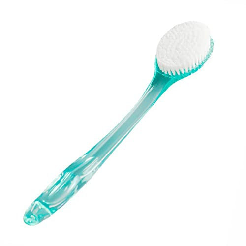GOLDY Bath Body Brush Exfoliator Double Sided Back Shower Scrubber Long Handle Soft Bristle Dry Skin Exfoliating Massager Cleaning Equipment Elderly Bathing Supplies Bathroom Accessories (1pc), Aqua