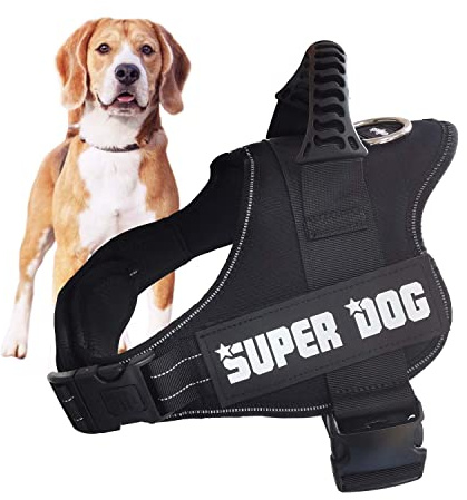 Edipets, Hundegeschirr, Anti Pull, für Große, Mittlere und Kleine Hunde, Gepolstert, Atmungsaktiv, Verstellbar, Reflektierend, Trainingsweste (Größe XXL, Schwarz)