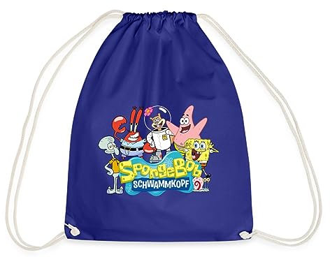 Spreadshirt SpongeBob Schwammkopf Logo Patrick Thaddäus Krabs Turnbeutel, One size, Königsblau