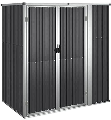 Metall Gerätehaus 161x89x161 cm Geräteschuppen Garten Schuppen Gartenhaus mit Schrägdach & Tür, Geräteschrank für Garten, Terrasse und Balkon, Anthrazit