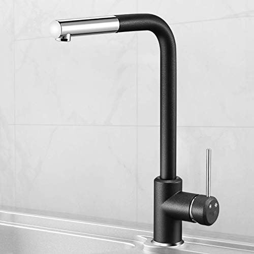 Küchen-Mischbatterie mit ausziehbarer Brause, Waschbecken-Armaturen, warm und kalt, Edelstahl-Waschtisch-Mischbatterie, 360 ° drehbar, Badezimmer-Waschtischarmatur für Toilette und Waschbeck