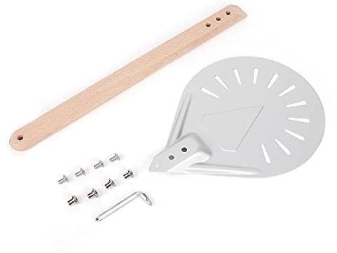 QANYEGN Round Pizza Spatula with Aluminum Flip Pizza Paddle with 41 Cm Removable Wooden Handle for Homemade Pizza, Bread(8 inch)