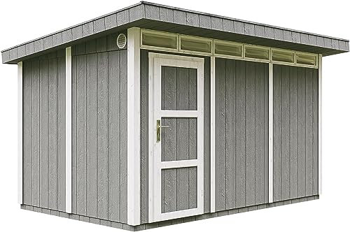 Abri de Jardin Qualité Premium 9m² - L412xL279cm - Kit Tout Compris avec Sol, tuiles bitumineuses, Set de Peinture-Construction de Panneaux LP Smartside- Cabane de Jardin Timbela M904 Cavern Steel