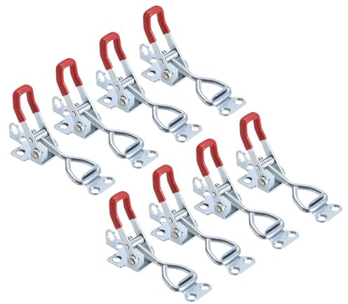 sourcing map 8 Pack Adjustable Toggle Clamp, Metal Pull Latch Clamp, 4001 Style Quick Release Pull Latch Toggle Clamp, for Cupboard Box Trunk Case, Red Not Included Screw