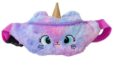 CALLARON Plüsch Gürteltasche Katze Einhorn Design für Kinder Flauschige Umhängetasche mit Verstellbarem Schultergurt Vielseitig als Hüft- oder Brusttasche Geeignet für Alltag
