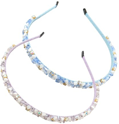 scicent Haarreif 2 Stück Strass Haarband Kristall Seite Modische Haarreifen Elastisches Haarschmuck für Frauen und Mädchen 19614