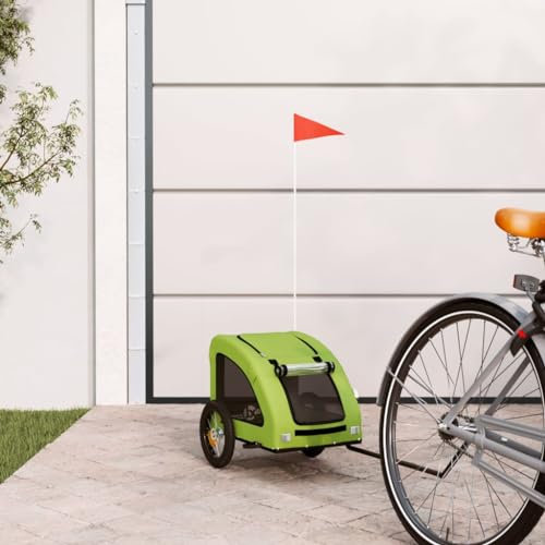 FENLAX Fahrradanhänger Hunde Grün Oxford-Gewebe und Eisen 124x53x53 cm Haustier Fahrradanhänger Haustieranhänger Fahrrad Hundeanhänger Hunde-Fahrradanhänger für Hunde und Andere Haustiere