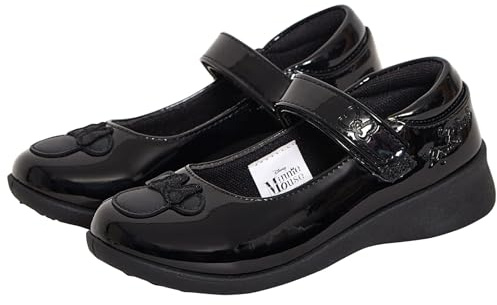 Disney Mädchen Minnie Mouse Schulschuhe Kinder Schwarze Lack-Partyschuhe mit einfachem Verschluss