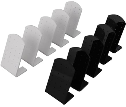 TYCIONG Ohrringhalter mit 24 Löchern, Acryl, L-Form, Ohrstecker, Schmuckständer Mädchen und Frauen, Schwarz/Weiß, 10 Stück