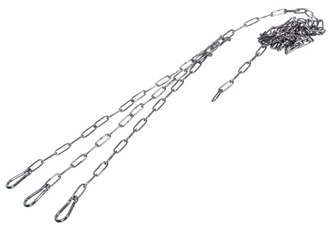 Najder Catena da barbecue rotonda in acciaio inox Ø3 mm Ø40-60 cm con moschettone e girella, catena per barbecue girevole, set di catene per barbecue per appendere la griglia