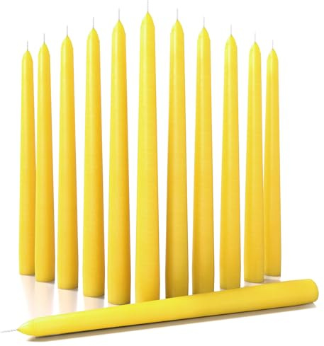 CANDWAX Lot de 12 bougies coniques de 25,4 cm – Bougeoirs effilés anti-goutte – Parfait pour le dîner ou la décoration de la maison – Bougies jaunes