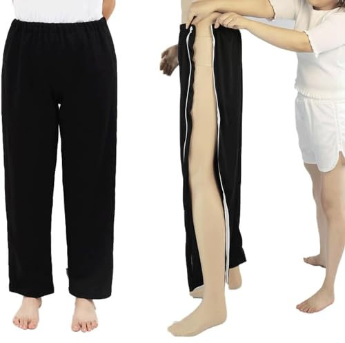 STAIPO Pflegeanzug Hochelastische Hose für bettlägerige Patienten, Stillhose mit durchgehendem Reißverschluss, postoperative Patientenkittel für die häusliche Pflege