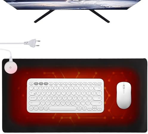 Uppvärmt skrivbordsunderlägg, 3 lägen 80 x 33 cm bordsunderlägg uppvärmd med timer, vattentät läderuppvärmd musmatta, justerbar temperatur musmatta för PC/laptop/hem/kontor (svart)