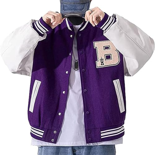 SPSMOKH Chaqueta para mujer, chaqueta bomber vintage, elegante, chaqueta universitaria, chaqueta de transición de gran tamaño, chaqueta de béisbol, chaquetas casuales de moda con botón de rayas