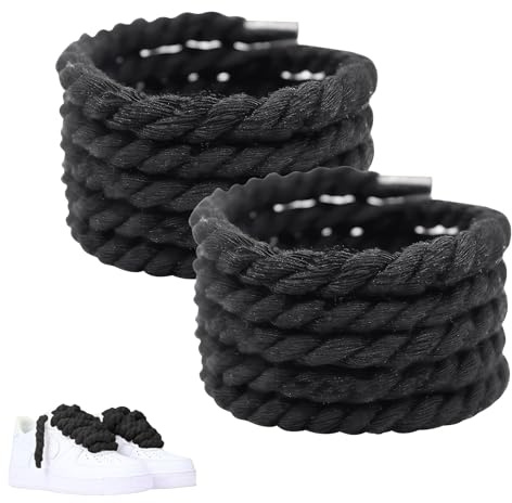 Lilbitty 1 par de cordones de cuerda de 8 mm para Air Force 1 en el campus 00s, diseño para cordones gruesos, elegantes y duraderos, color negro