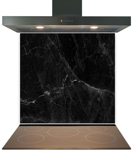 Glass Kitchen Splashback Panel – Design 2024, 60x60cm, 6mm Toughened Heat Resistant Tempered Glass Hob Backsplash with Polished Edges, Easy Clean Cooker Wall Protector for Modern Kitchen Cooker & Hob