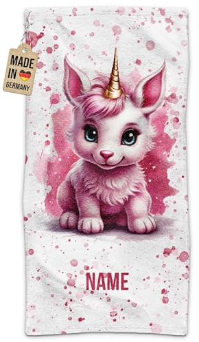Print Royal PR Kinder-Handtuch mit Name personalisiert - Baby-Einhorn - Geschenk für Mädchen, Einhorn Geschenke, Kindertag, Schwimmunterricht | Handtuch Personalisieren 100 x 50 cm