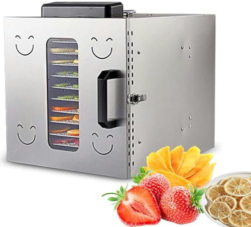 Deshidratador de Alimentos, secador de Frutas y Verduras de Acero Inoxidable de 8 Capas 500 W, Control de termostato de 30-90 ℃, deshidratador de Frutas secas, Comida casera, té de Frutas