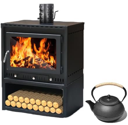 Estufa De Leña, Estufa De Cocina, Estufa Redonda De Hierro Fundido Con Olla De Hierro Fundido De 900 Ml, Estufa De Leña,15KW(Size:60 * 49 * 85cm)