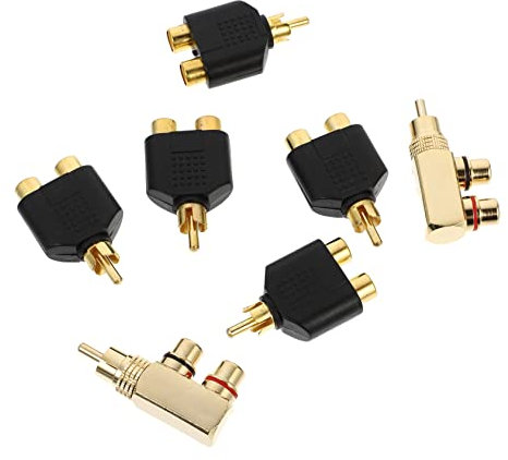 HOMSFOU 7 Piezas Adaptador Macho a Hembra Chapado Ángulo Divisor De Audio AV Unidades para Conectar Televisores Reproductores De DVD y Equipos De Audio