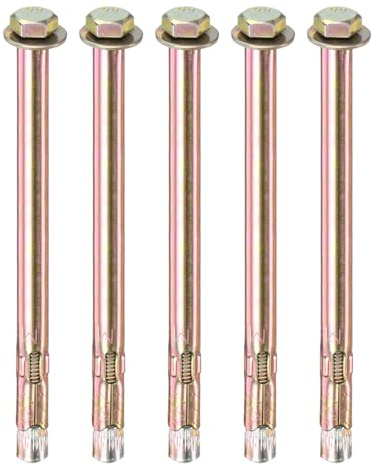 M METERXITY 5-Pack External Hex Expansion Bolt M6x120mm, Colored | Galvanized Iron-Carbon Steel, Anti-Corrosion Metal Bolt for Concrete, Dry Brick, Block Walls