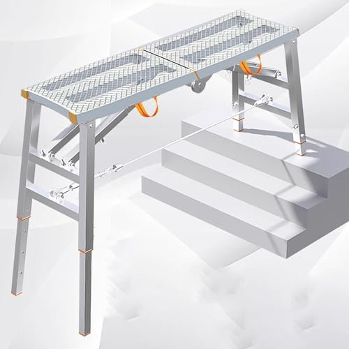Piattaforma di lavoro, scale, piattaforma di ponteggi regolabile per terreni irregolari, piattaforma per utensili da taglio per siepi industriali, passerella per torre di ponteggi edili (180x30 cm (