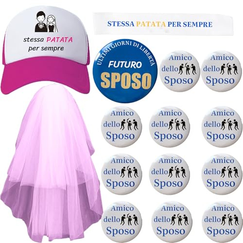 Addio al Celibato Gadget Addio al Nubilato Uomo Cappello con Velo Sposo Accessori Decorazioni Addobbi Matrimonio