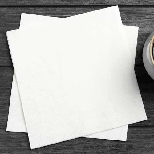 BarBits White Cocktail Napkins - Pack of 100 | 2 Ply Disposable Paper Serviettes | Bar Caddy Napkins 24 x 24cm