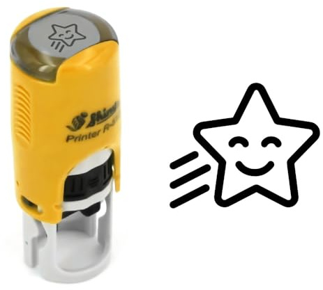 Tampon étoile qui sourit | 11mm | Cachet encreur astre smiley | Little Star ink stamp