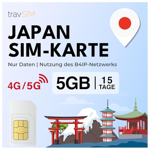 travSIM SIM-kort för Japan | 15 dagar – 5 GB SIM-data | 5G/4G höghastighetsdata | obegränsad internetåtkomst för Google, Facebook, Whatsapp, Instagram med mera