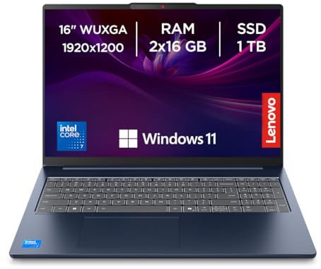 Lenovo IdeaPad Slim 5 Gen 10 - Ordenador Portátil 16 WUXGA (Intel Core i7-13620H, Intel UHD Graphics, 32 GB RAM, 1 TB SSD, Wi-Fi 6, Windows 11 Home) Teclado QWERTY Español- Azul