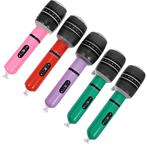 Beaupretty 5 pièces Micros Gonflables Plastique Lot de Jouets de Simulation de Microphone pour Garçon Fille Accessoires Festifs Idéaux pour Événements Musicaux et Fêtes à Couleur Aléatoire