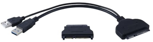 Ausi 1 ensemble d'adaptateurs USB 3.0 vers SATA 22 broches et SATA vers 16 broches pour disque dur 1,8 pouces / 2,5 pouces avec câble d'alimentation USB supplémentaire