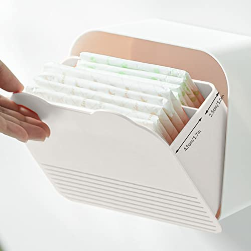 Generisch Wandmontierte Hygieneartikel Box | Diskretes Aufbewahrungsbox Für Damenbinden & Wattestäbchen | Aus Robustem PS-Material | Badezimmer Organizer Mit Opakem Deckel | 2 Fächer (A-White)