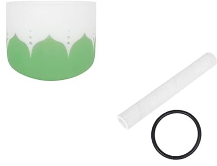 Klangskål i kristall 8 tum kristall kristall kristall sjungande klocka, färgglad klocka för helande yoga meditation (Green Singing Bowl)