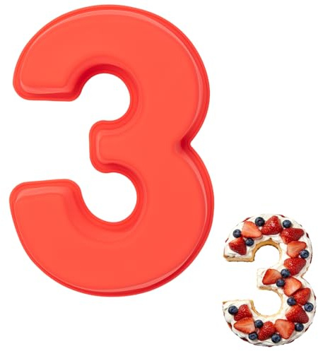 Vinuwu Stampo in silicone con numeri, numeri grandi, antiaderente, per torte, torte di compleanno, anniversari, pane (3)