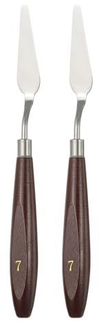 QUARKZMAN 2 Pcs Espátula Para Pintura 2.2 X 0.59 Acero Inox Rojo/Plateado | Espátulas Artísticas Paleta Pintura Raspadores, Con Mango De Madera Haya, Para Acrílico Óleo Lienzo Mezcla Extensión