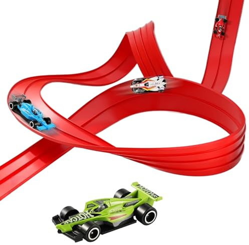 Roll-up Racerbana Leksak För Bilracingbana | 390 Cm Racingbana Set Tillverkad Av PVC | Rullbar Och Robust Motorväg För Barn, Perfekt Vardagsrum, Barnrum, Balkong, Trädgård Och Resor - Present Till Poj