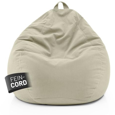 Lumaland Comfort Line sittsäck finsnöre XXL – 315 L | bekväm soffa fåtölj rep – perfekt för puff | EPS-pärlor saccosäck med fyllning | inomhus sittstol – tvättbar | liggsäck för vuxna och tonåringar