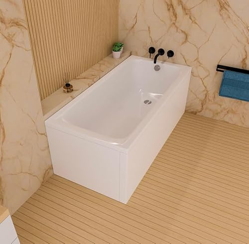 ECOLAM Badewanne Basic 170x70 Schürze Wanne Acrylwanne Rechteck Ablauf Füße | Weltbekannter Hersteller Top Qualität echtes Sanitäracryl modern Verkleidung keine Fliesen nötig