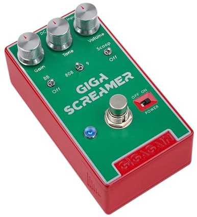 Gigagain GP04 GIGA Screamer Overdrive Guitar Pedal – Classic Tube Screamer Style Overdrive, Mid Boost, Smooth Clipping, Tightens High Gain Amps, True Bypass