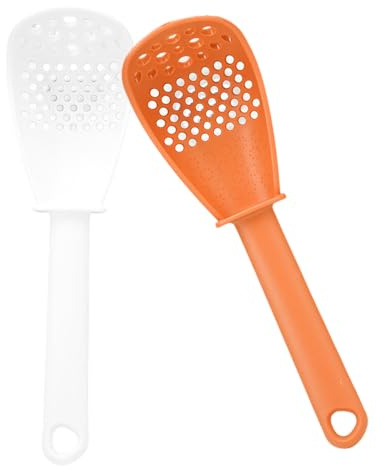 Confezione da 2 cucchiai per schiumarola in plastica, cucchiaio con fessura, filtro per frittura, schiumarola in plastica, adatta per cucinare e scolare cucchiai da cucina