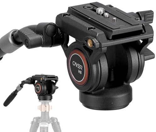 Cayer H8 Video Tripod Fluid Head, Metal Heavy Duty Drag Pan Head with 60 mm Flate Base, Adjustable Pan Handle, Load up to 13.2Ibs for Compact Video Camera DSLR Camera