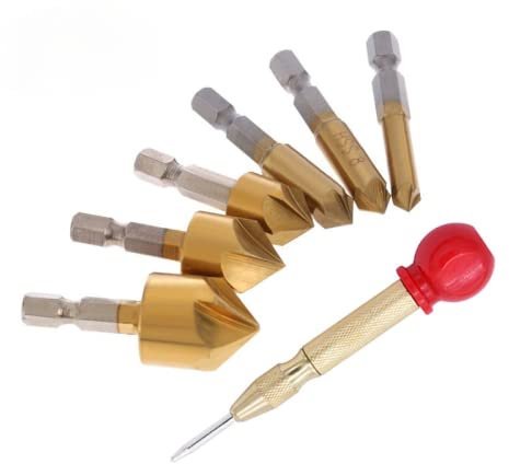 7pc HSS Fase Senker Fase Bohrer Körner 1/4 Sechskantschaft 90 Grad Holz Anfasfräser 6mm-19mm Holzbearbeitung,B