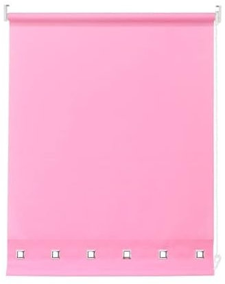 Square Eyelet Windows Roller Blinds Polyester Fabric, Easy Fit Trimmable, Blind with Metal Tube and Child Safe Fittings (Width 60cm x Length 165cm, Pink)