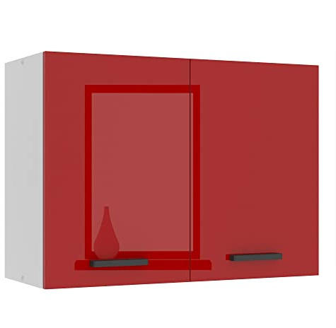 Belini Hängeschrank Küche SG 80 cm, mit 2 Türen, Rot Hochglanz | Küchenschränke, Oberschrank, Küchenhängeschränke, Wandschrank Hängend