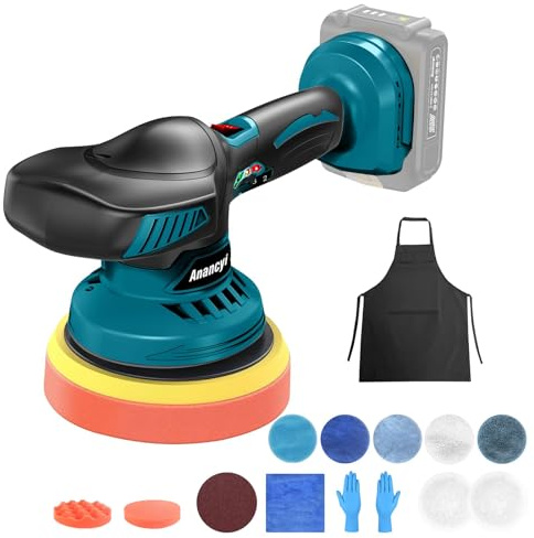 ANANCYI Sladdlös bilpolerare 18 V, 15 cm, med 12 tillbehör, 1 500 W polerare, 6 variabla hastigheter, 150 mm poleringsplatta för Ma-Kita BL1830, BL1840, BL1840B