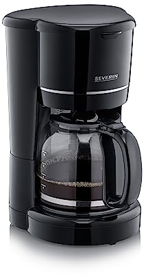SEVERIN Cafetière Filtre, 900W, 1,4L, Jusqu'à 10 tasses, Système anti-goutte, Filtre permanent amovible, Plaque chauffante, Noir, KA4320