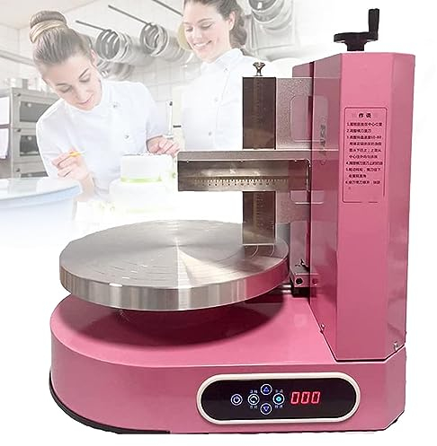 Birthday Cake Baking Cream Spreading Machine, Cake Automatic Rotating Turntable Decorating Cream Depositor Smoother Frosting Coating Icing Spreading Machine for Dessert Shops and Households,Pink